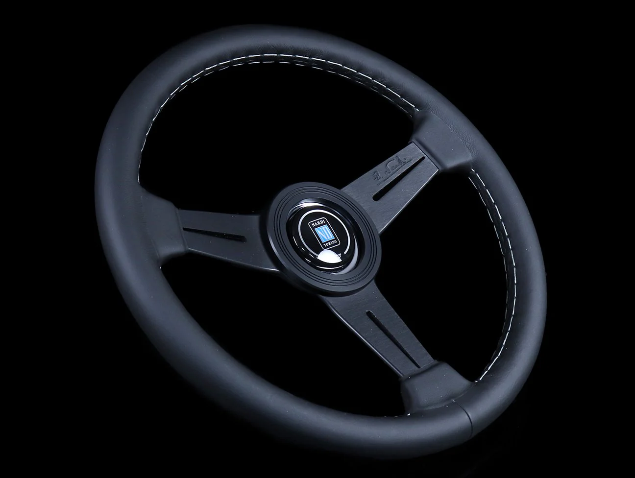 Nardi Classic 340mm Steering Wheel - Black Leather / Grey Stitch - Image 2
