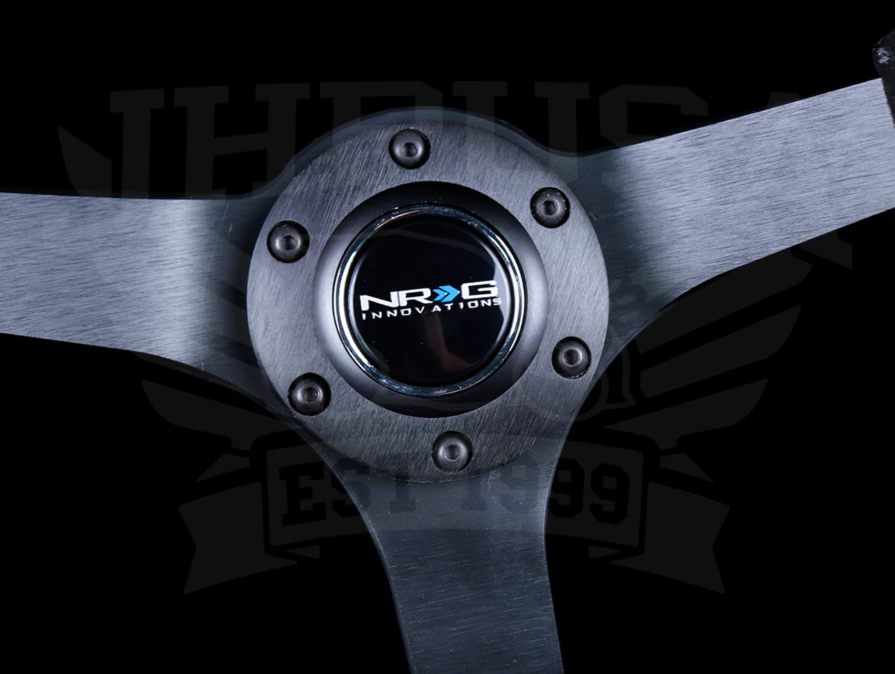NRG Sport Steering Wheel - 350mm Suede w/ Solid Spoke & Black Stitch - Image 3