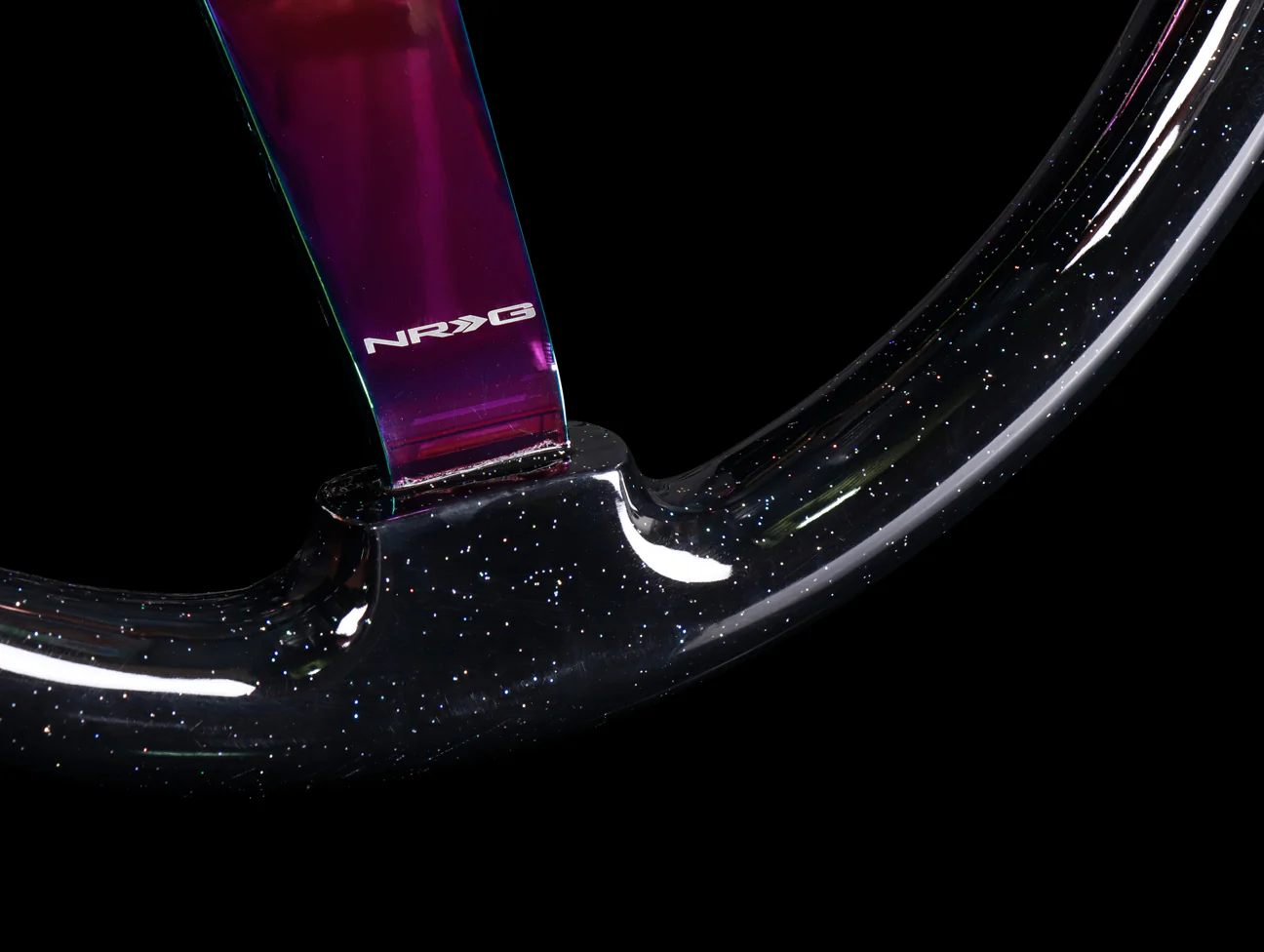 NRG Steering Wheel - 350mm Classic Black Sparkled Woodgrain / Neo Chrome - Image 4