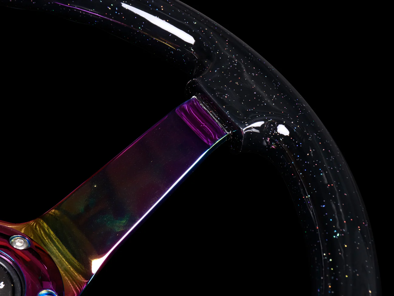 NRG Steering Wheel - 350mm Classic Black Sparkled Woodgrain / Neo Chrome - Image 5