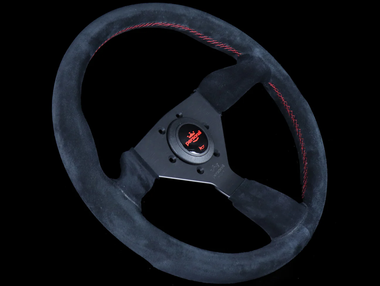 Personal Grinta 330mm Steering Wheel - Black Suede / Red Stitch - Image 2