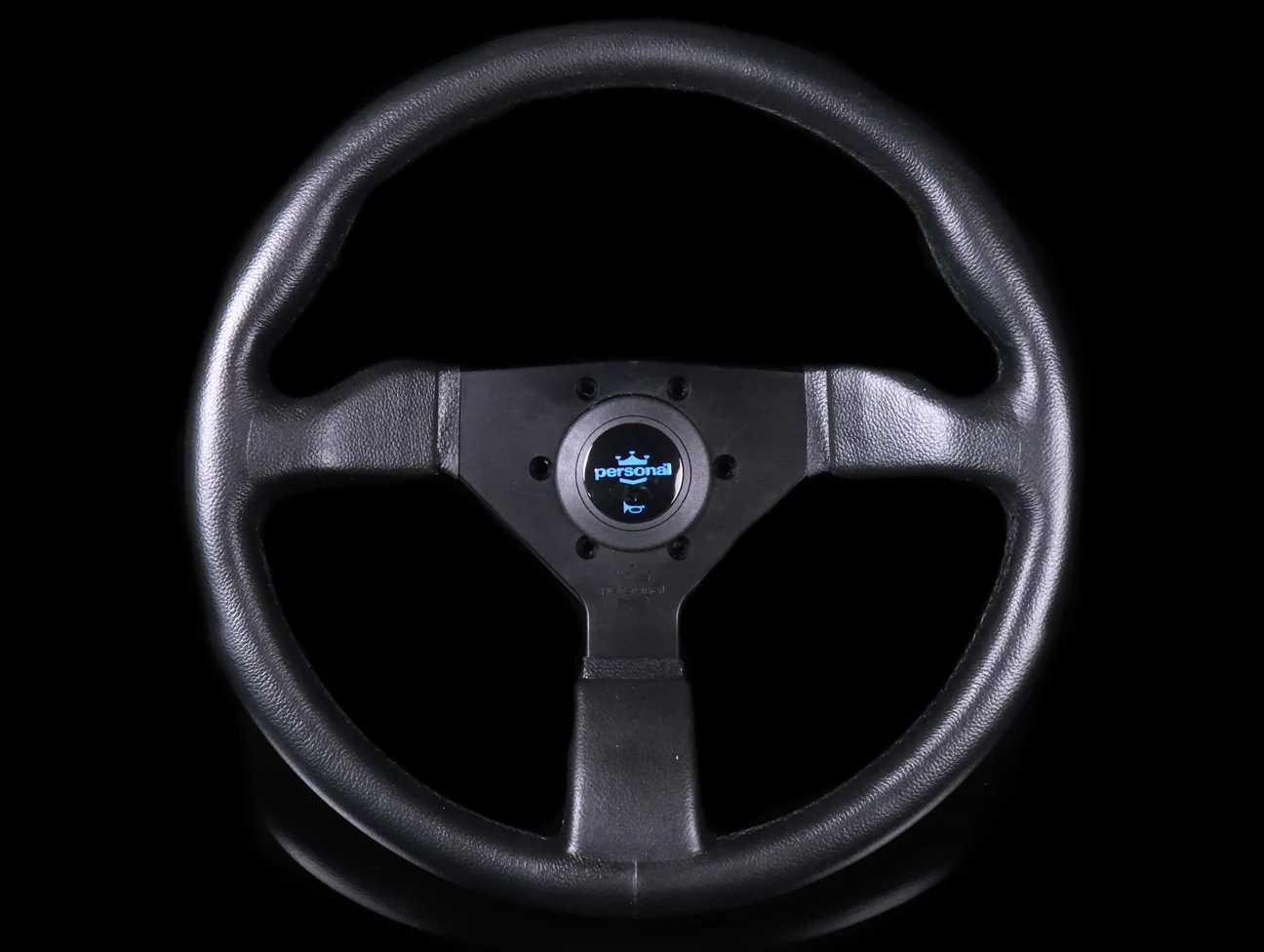 Personal Grinta 350mm Steering Wheel - Black Polyurethane / Blue Horn Button